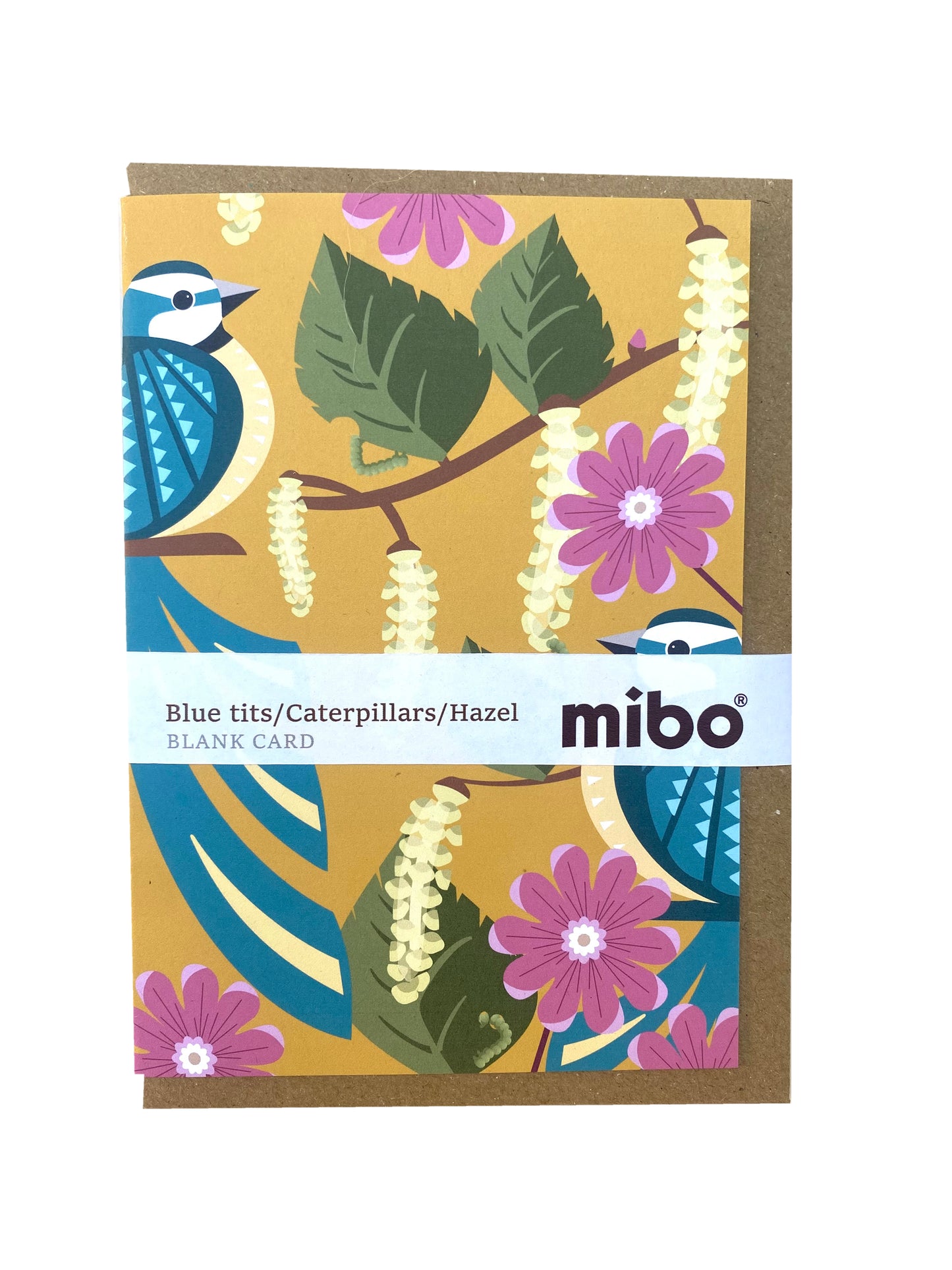 Blue Tit and Caterpillar Greetings Card