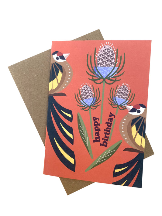 Goldfinch and Teasel Greetings Card