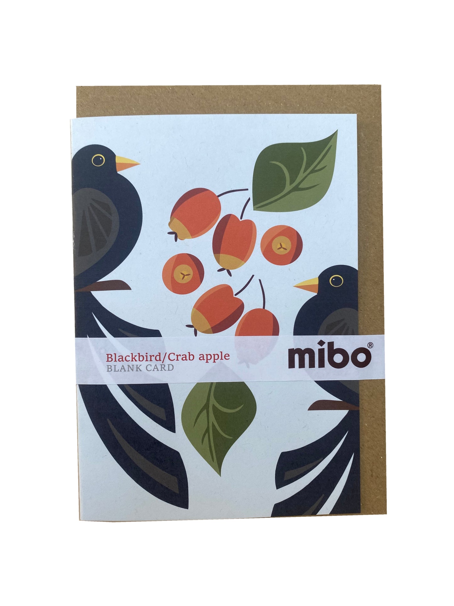 Blackbird and Crab Apple Greetings Card