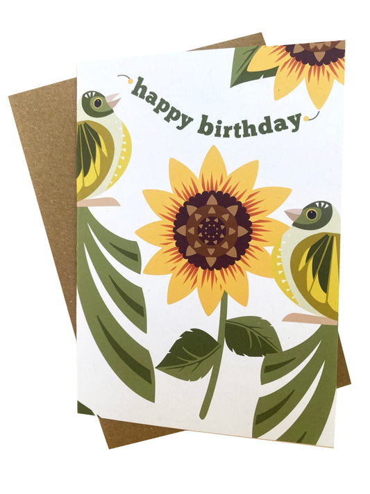 Greenfich and Sunflower Greetings Card